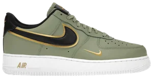 Nike Air Force 1 07 Double Swoosh Olive Gold Black