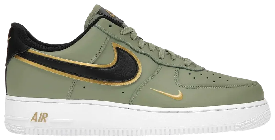 Nike Air Force 1 07 Double Swoosh Olive Gold Black