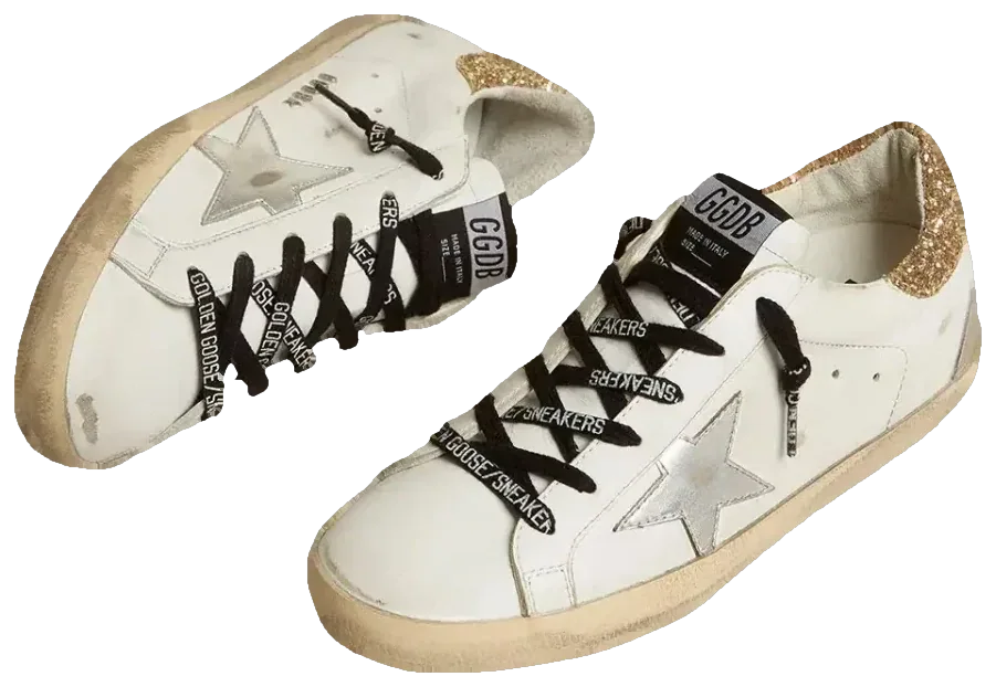 Golden Goose Super-Star White Leather Glittery Heel Tab · Foto 2 de 2