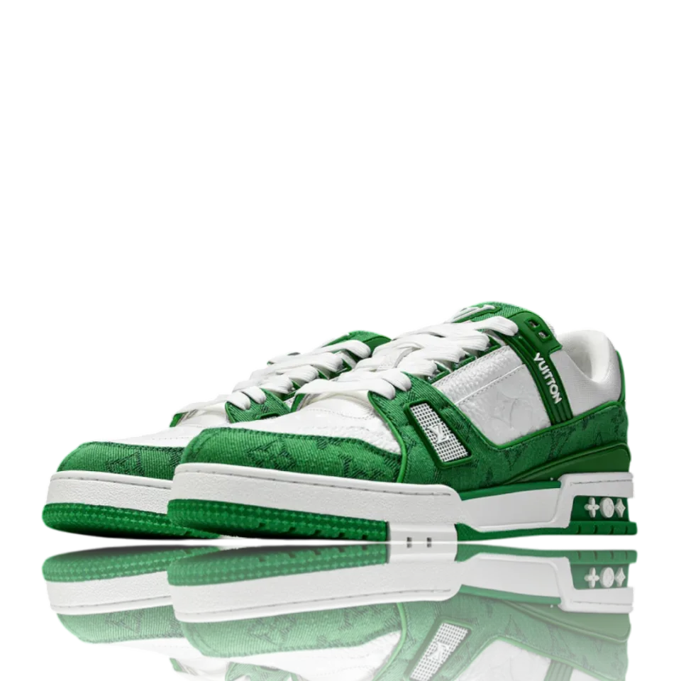 LV Trainer Low Monogram Denim White Green · Foto 4 de 9