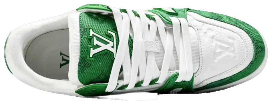 LV Trainer Low Monogram Denim White Green · Foto 5 de 9