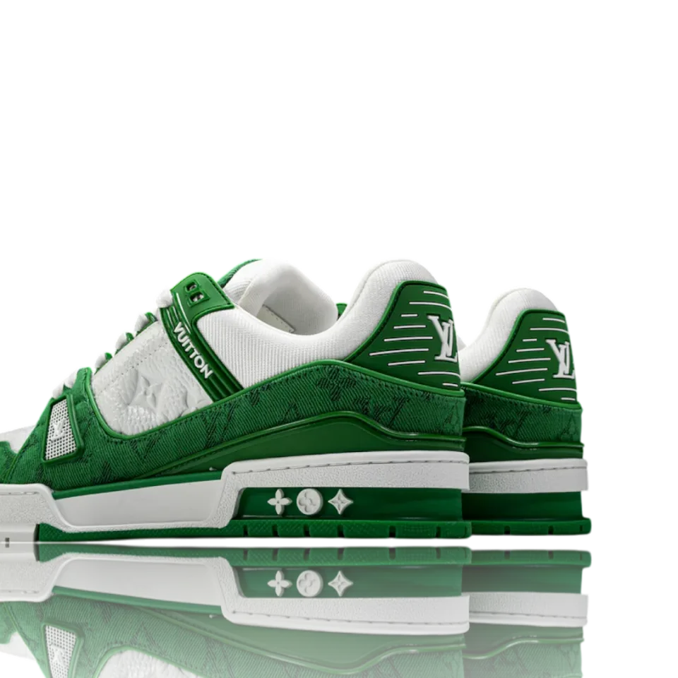 LV Trainer Low Monogram Denim White Green · Foto 7 de 9