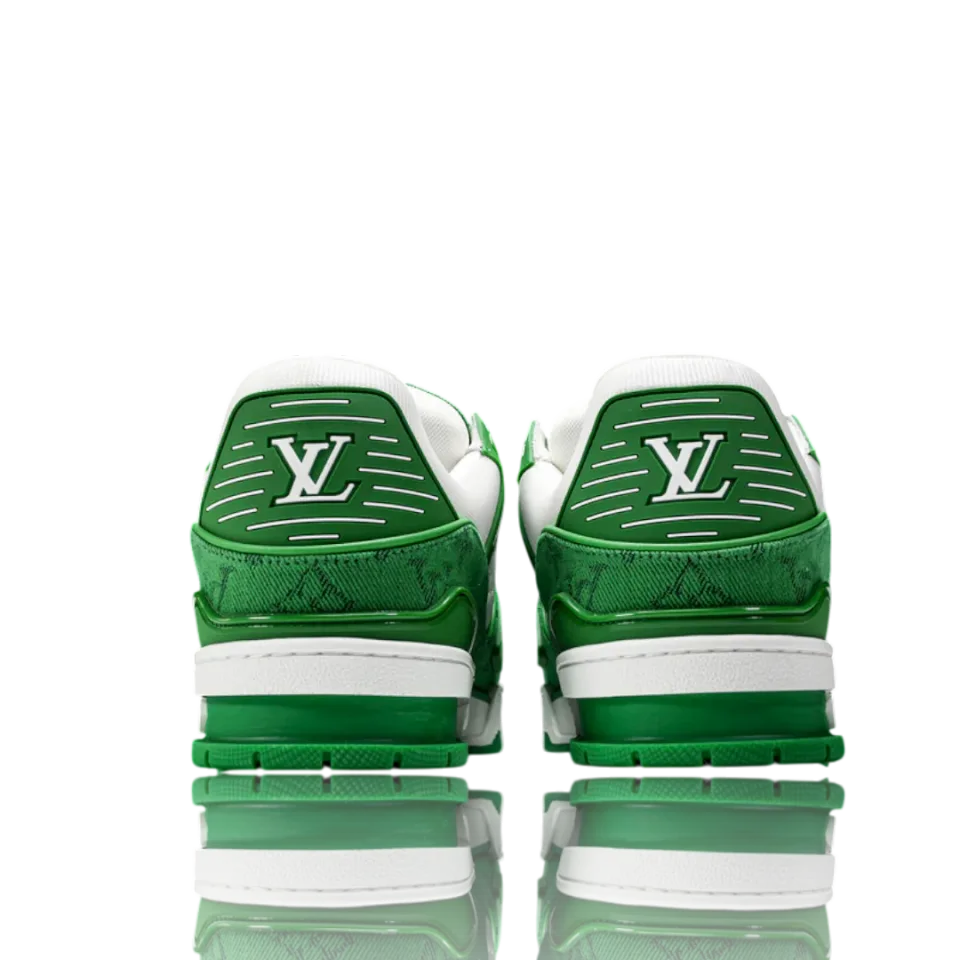LV Trainer Low Monogram Denim White Green · Foto 8 de 9