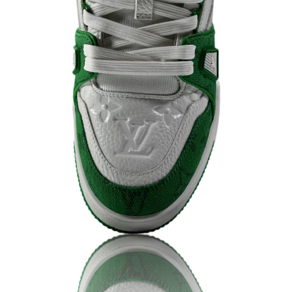 LV Trainer Low Monogram Denim White Green · Foto 9 de 9