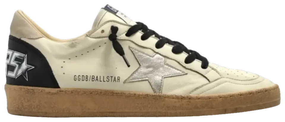 Golden Goose Ball Star Crema Estrella Plata
