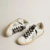 Golden Goose Super-Star White Leather Glittery Heel Tab