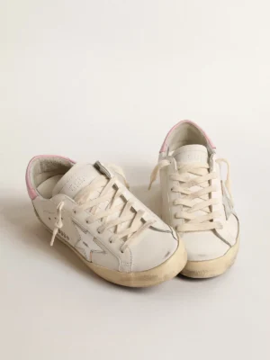 Golden Goose Super-Star Silver Leather Star Pink Heel Tab