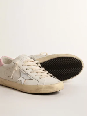 Golden Goose Super-Star Silver Leather Star Pink Heel Tab