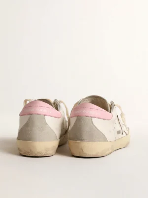 Golden Goose Super-Star Silver Leather Star Pink Heel Tab
