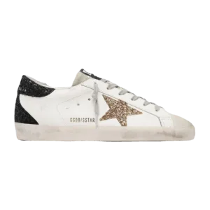 Golden Goose Super-Star Gold Glitter Star Black Heel
